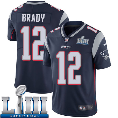 Men New England Patriots #12 Brady blue Nike Vapor Untouchable Limited 2019 Super Bowl LIII NFL Jerseys->new england patriots->NFL Jersey